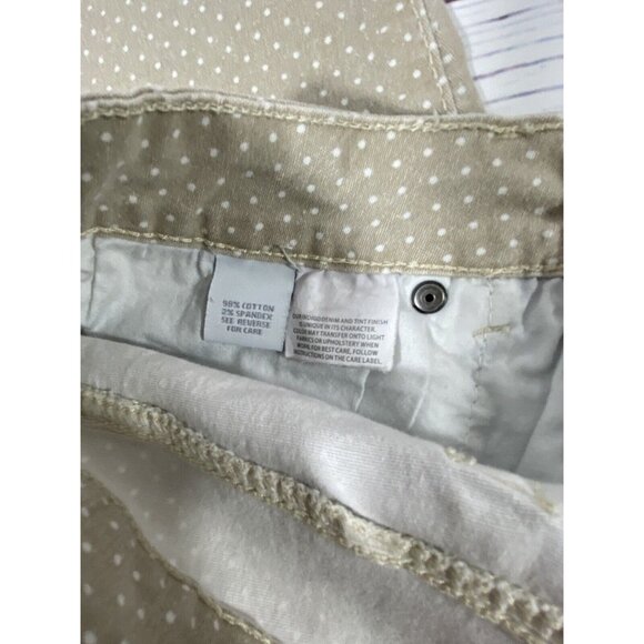 Relativity Capri Pants Womens Size 10 x 19 Polka Dot Tan Brown Long Shorts Jean - Picture 8 of 9